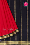 Pure Mysore Crepe Silk Saree -Red And Black-PA10650