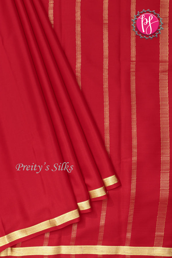 Pure Mysore Crepe Silk Saree -Red-PA03063