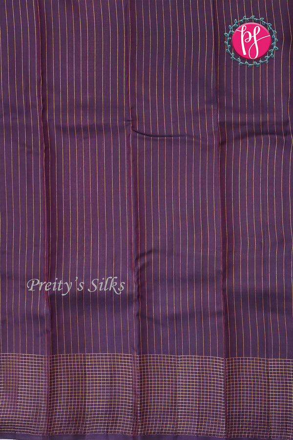 Half Pure kanchipuram Silk Saree-Olive Green And Purple-PA68718