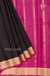 Pure Mysore Crepe Silk Saree-Black And Pink-PF82729