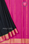 Pure Mysore Crepe Silk Saree -Black And Pink-PF82885