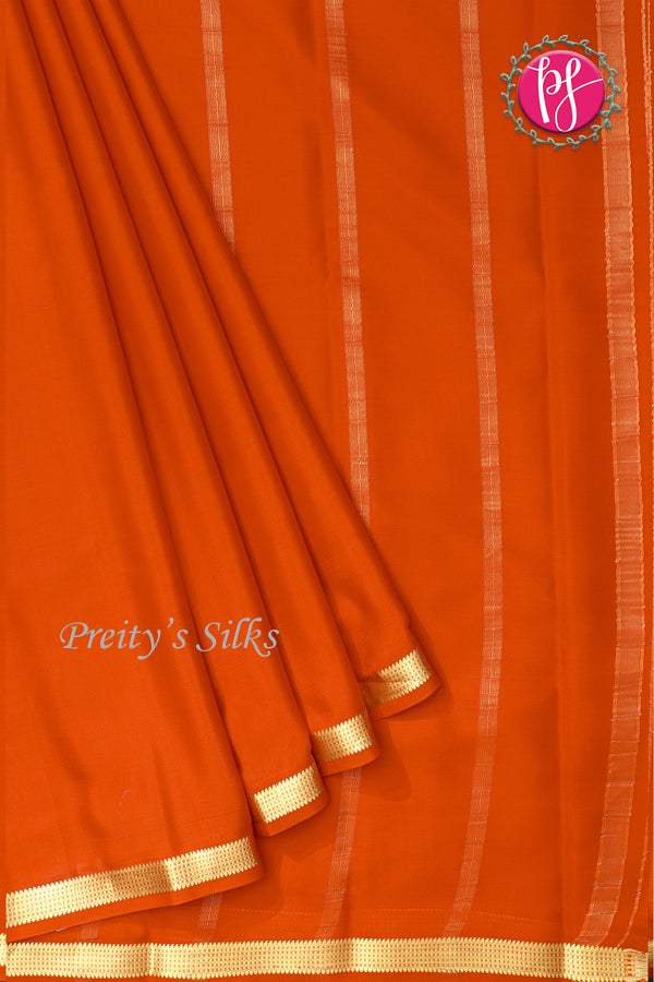 Pure Mysore Crepe Silk Saree -Orange-PA03063
