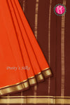 Pure Mysore Crepe Silk Saree -Rustorange And Brown-PA10650
