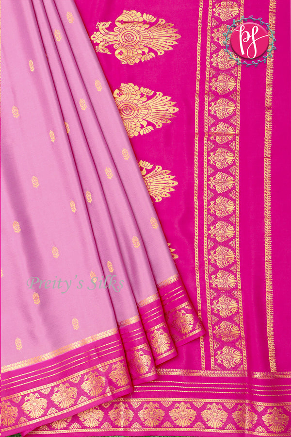 Pure Mysore Crepe Silk Saree -Onion pink And Mejentapink-PF86184