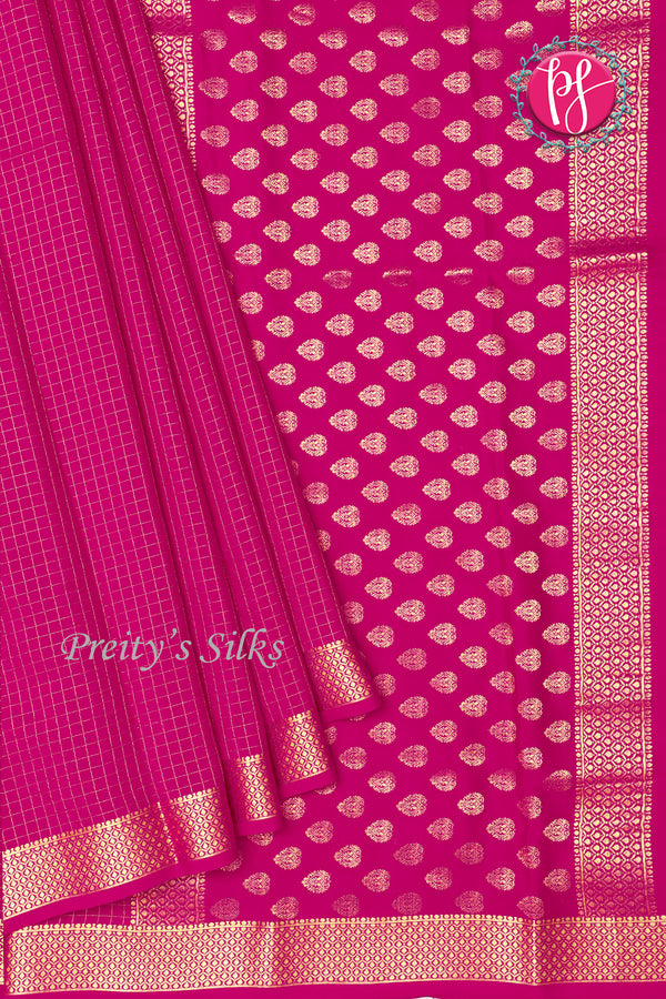 Pure Mysore Crepe Silk Saree -Pink -PF79457