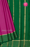Pure Mysore Crepe Silk Saree With Line Border-Mejentapink And Green-PF39191
