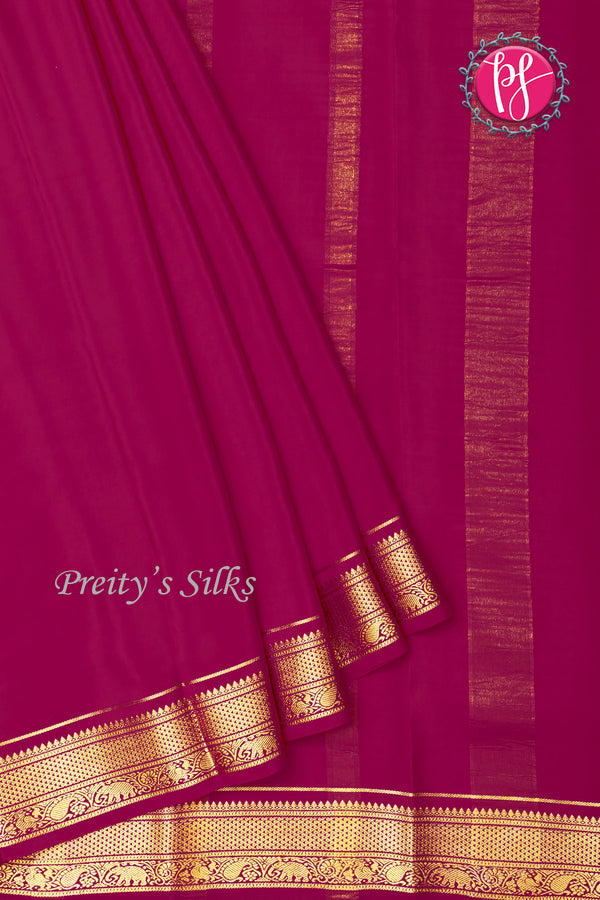 Pure Mysore Crepe Silk Saree -Mejentapink-PA01337
