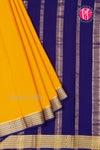 Pure Mysore Crepe Silk Saree -Mustard Yellow with Navy Blue-PF79506
