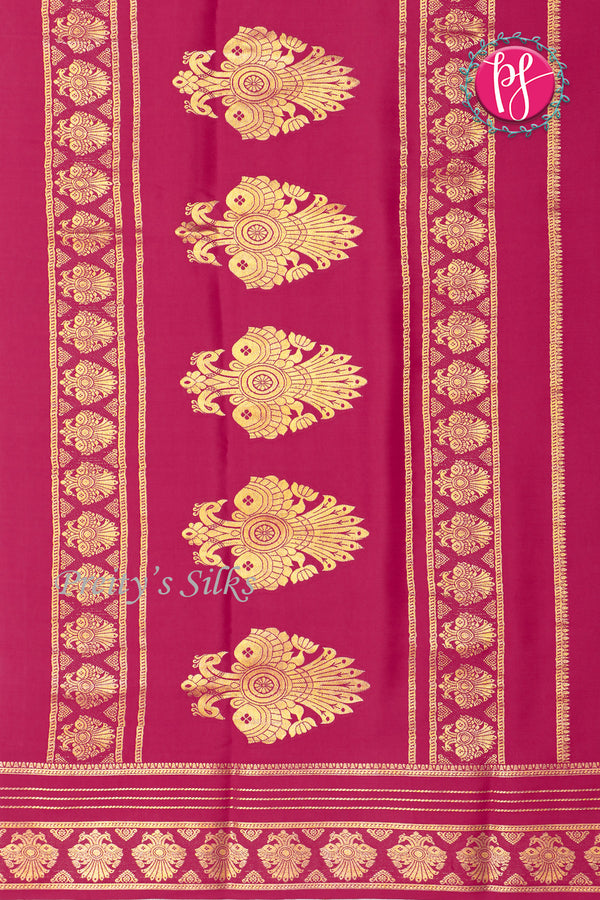 Pure Mysore Crepe Silk Saree -Orange And Pink-PF86178
