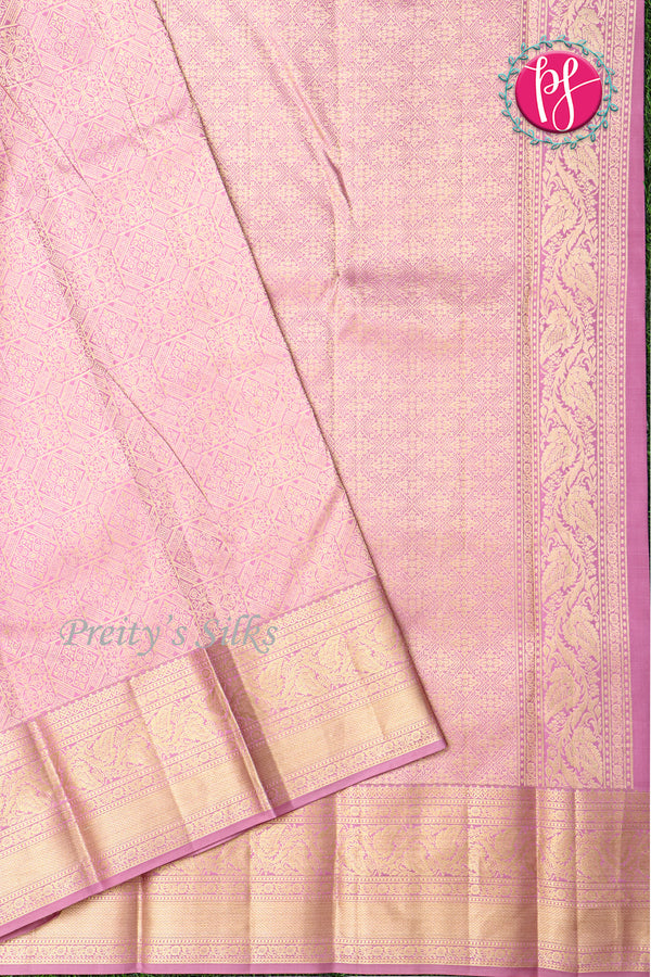 Pure Kanchipuram Silk Saree-Lightpink-PF04482