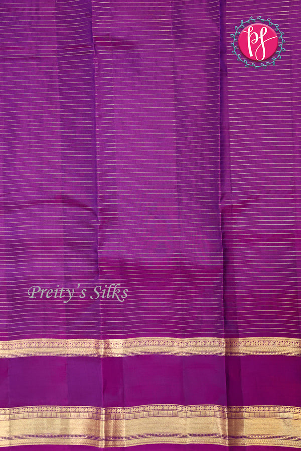 Half Pure Kanchipuram silk Saree-Peacockblue And Purple-PF68721