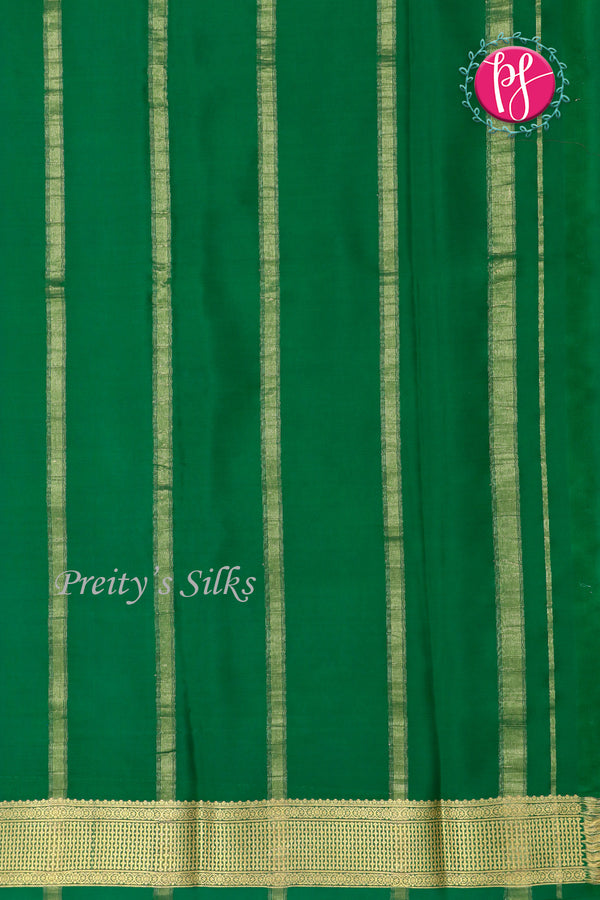 Pure Mysore Crepe Silk Saree-Orange And Green-PF82729