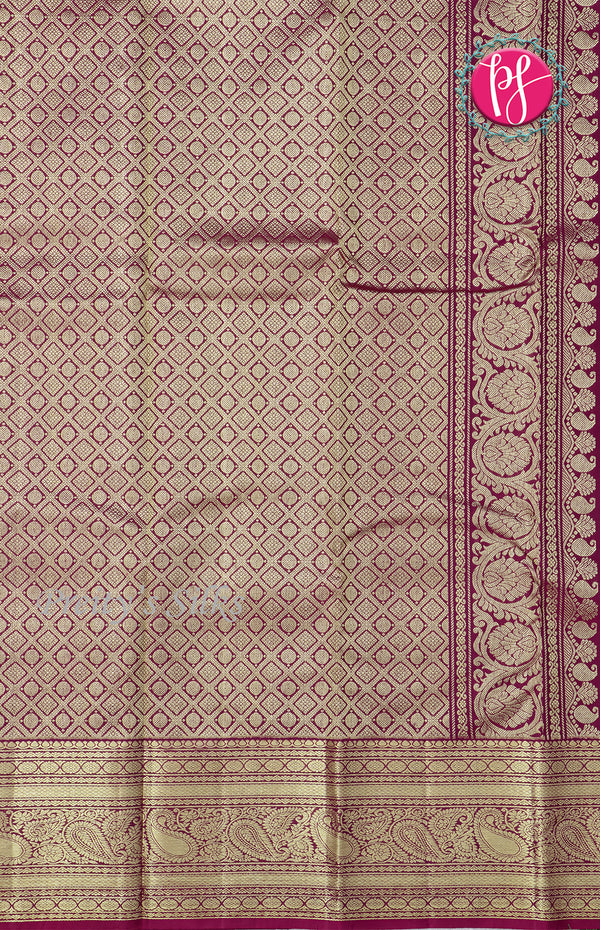 Pure Kanchipuram Silk Saree-Deep Purple with Magenta Pink -PF64175