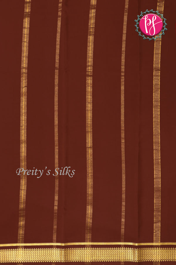Pure Mysore Crepe Silk Saree -Rustorange And Brown-PA10650