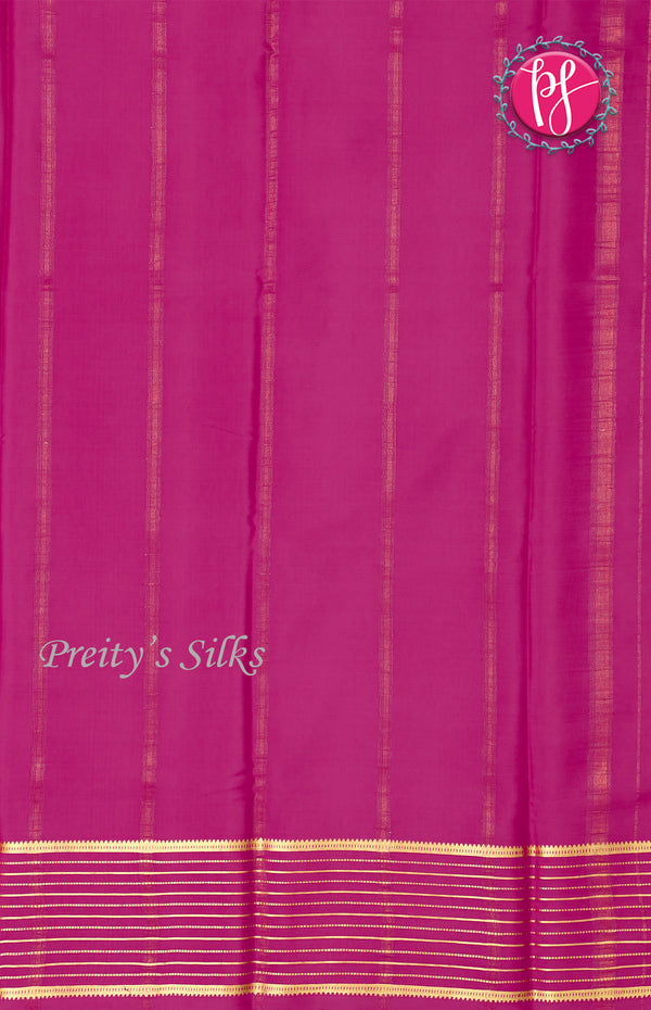 Pure Mysore Crepe Silk Saree With Line Border-Orange And Mejentapink-PF39189
