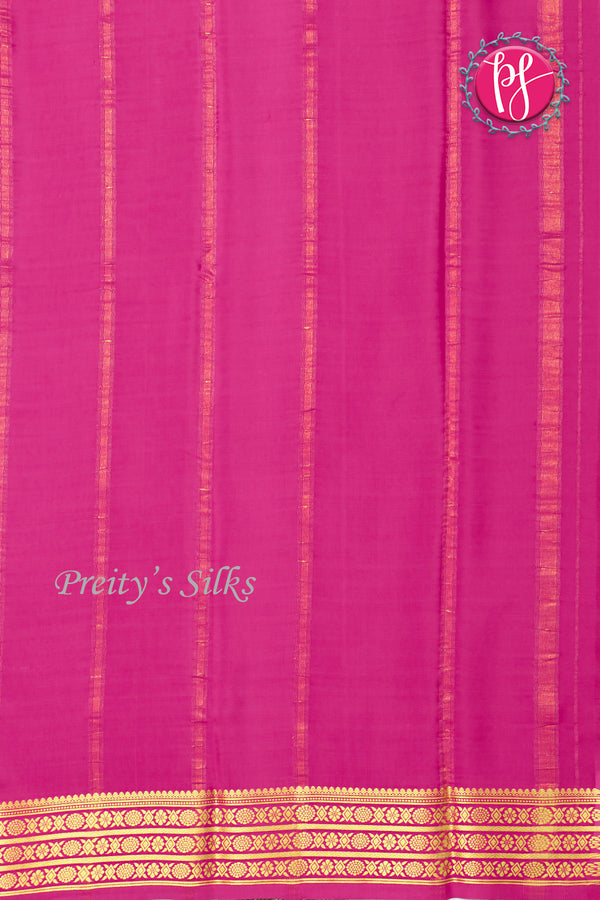 Pure Mysore Crepe Silk Saree -Black And Pink-PF82885
