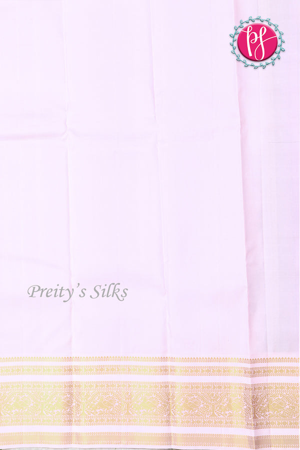 Pure Kanchipuram Silk Saree-Purple And White-PF81336