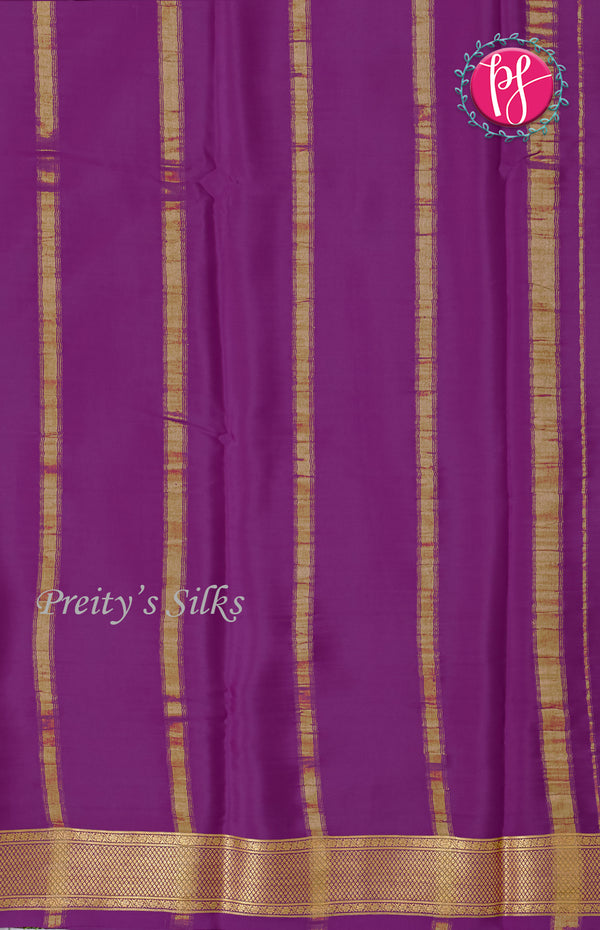 Pure Mysore Crepe Silk saree-White And Purple-PF45500 – Preity's Silks