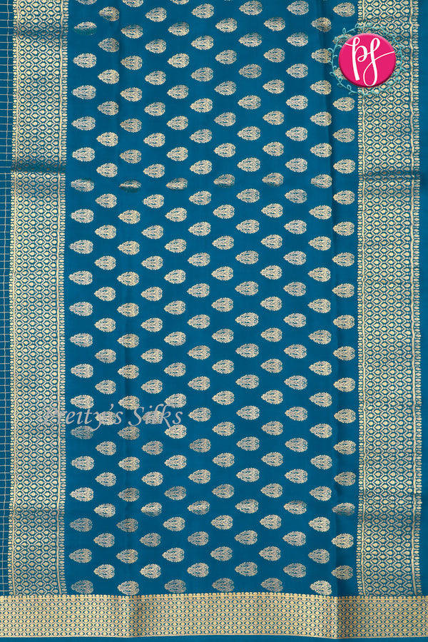 Pure Mysore Crepe Silk Saree -Pecock Blue-PF79471