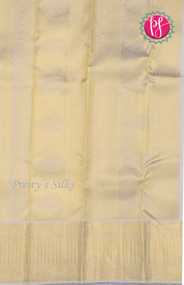 Pure Kanchipuram Silk Saree-Brocade Lavender and Cream-PF55517