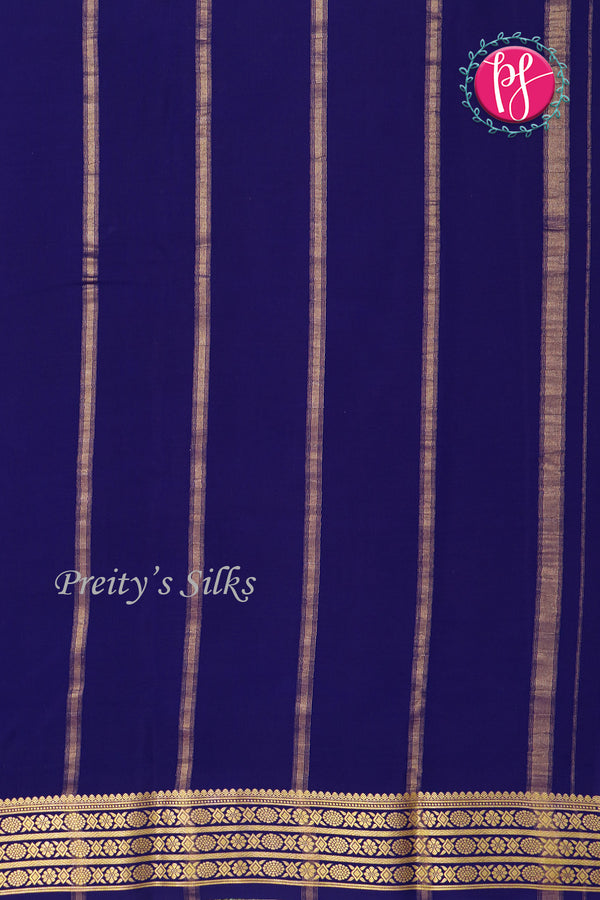 Pure Mysore Crepe Silk Saree -Purple And Navyblue-PF82892