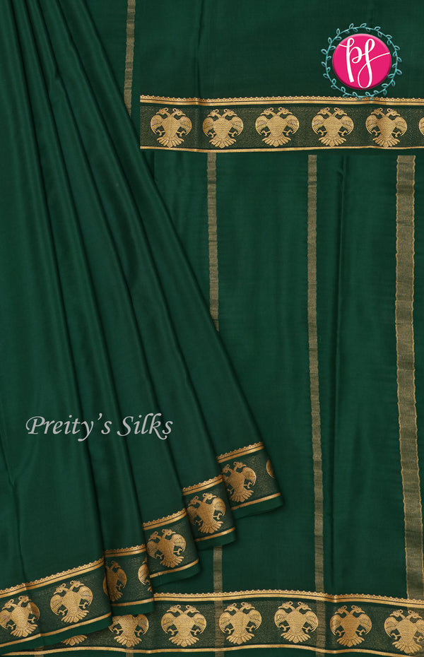 Pure Mysore Crepe Silk Saree-Gandaberunda Border
