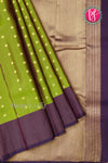 Half Pure kanchipuram Silk Saree-Olive Green And Purple-PA68718