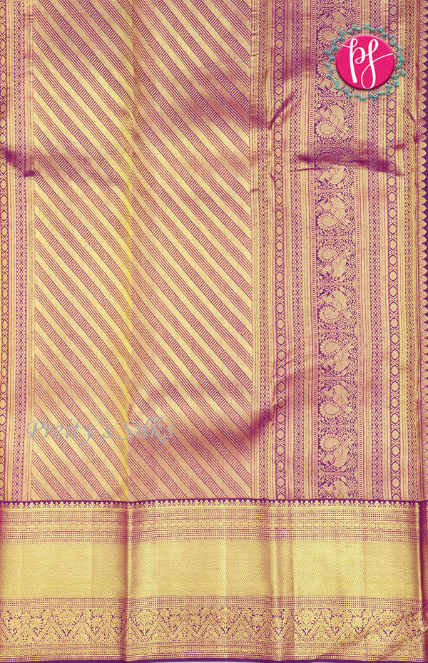 Pure Kanchipuram Silk Saree-Cream And Lavender-PF55516