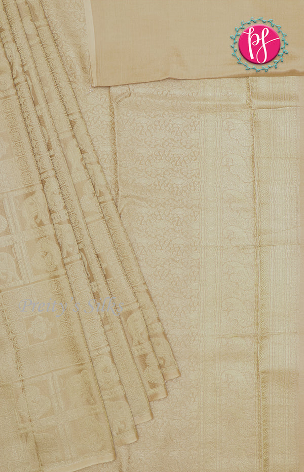 Pure Mysore Crepe Silk Saree- BORDERLESS Brocade Design