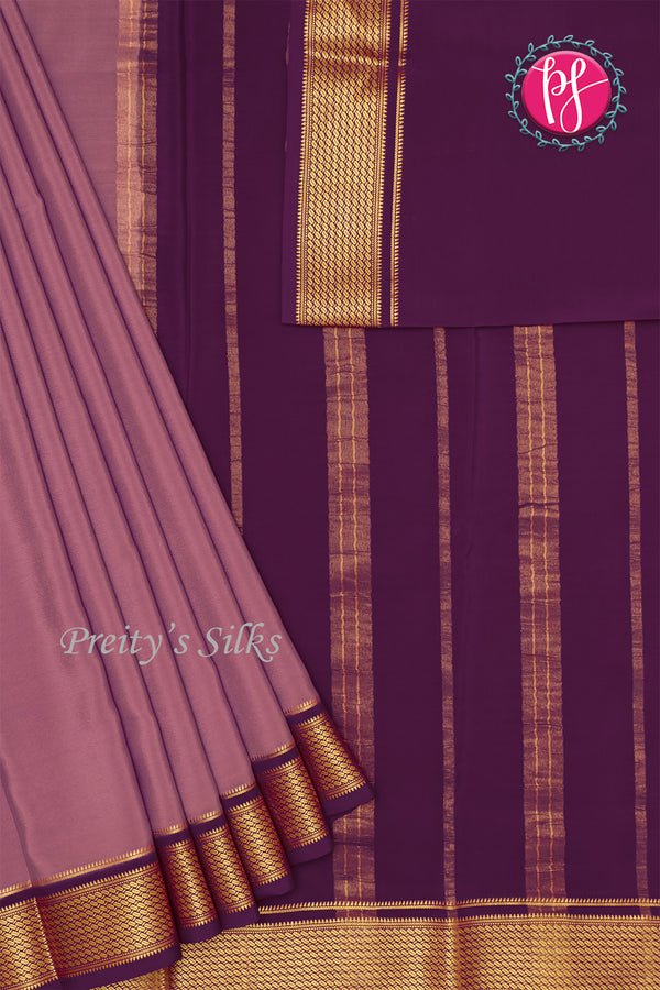 Pure Mysore Crepe Silk saree-Wheat Border
