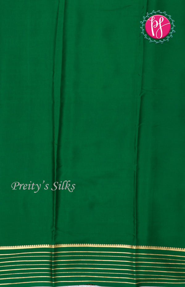 Pure Mysore Crepe Silk Saree With Line Border-Mejentapink And Green-PF39191