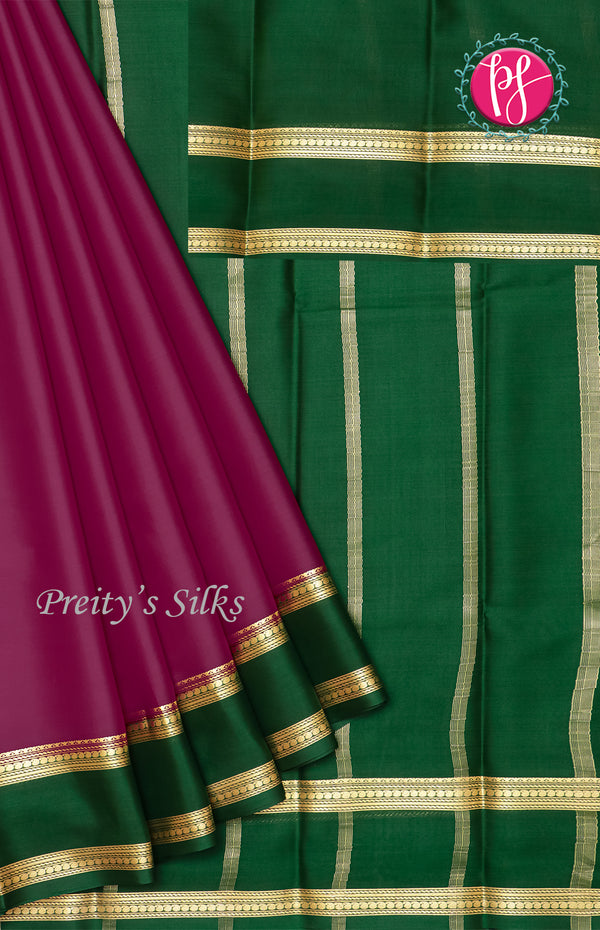 Pure Mysore Crepe Silk Saree With Bentex Border