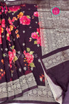 Floral Print Tussar Crepe Silk Saree