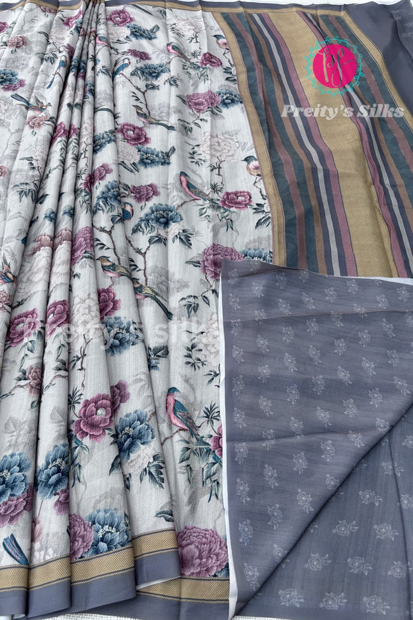 Semi Crepe Silk with Floral Printed saree -PF81116