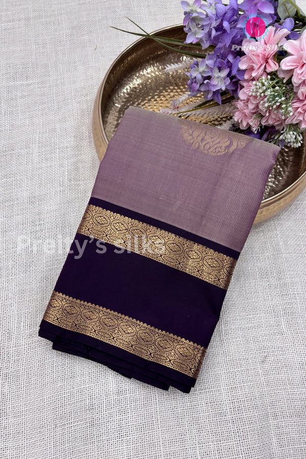 Half Pure kanchipuram Silk Saree-PF81366-Dual Shade onion pink with winish purple