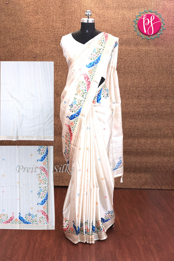 (Pre-Booking)Semi Tussar Silk Saree-PA12924(Note:10 to 15days to ship)