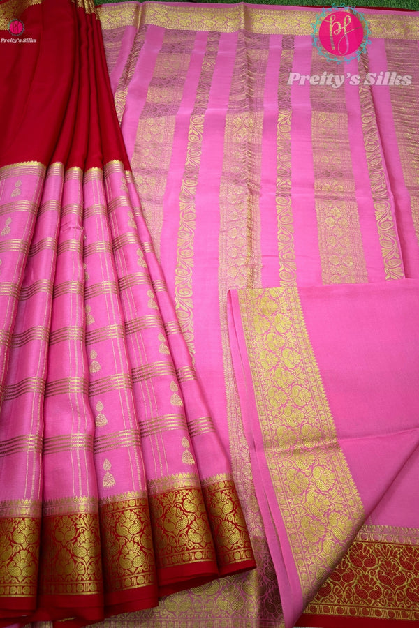 Pure Mysore Crepe Silk Saree WITH JUMKA MOFFITS