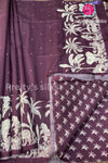 Semi Tussar Silk with mirror work and Appliqué Work Silk Saree- PF32426