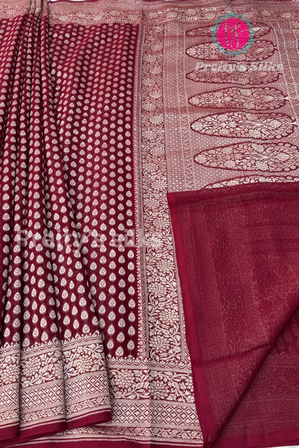 PURE KADDI BANARASI GEORGETTE SILK SAREE-PF25936