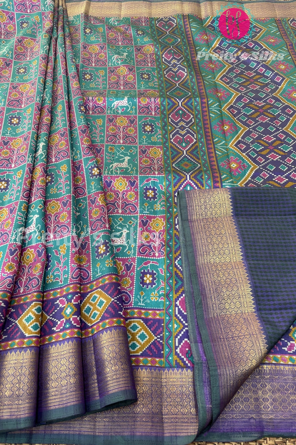 Semi Ikkat Pochampally Silk Saree-PF80127