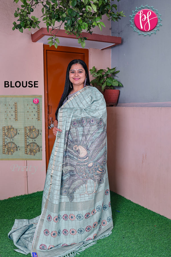 Tussar Dhupion with Kalamkari prints