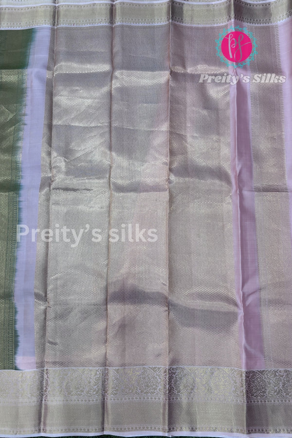 Pure Kanchipuram Silk Saree-Denim blue And Lightpink-PF75964