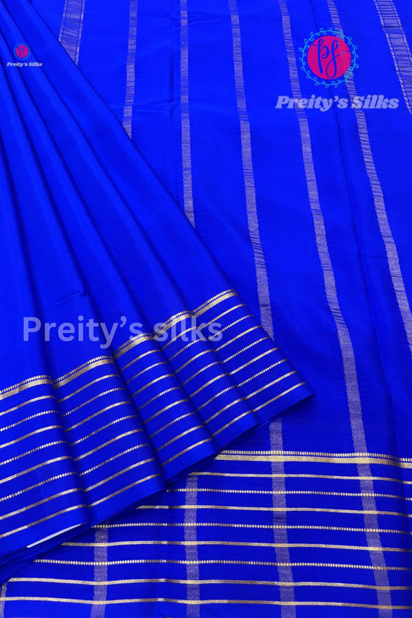 Pure Mysore Crepe Silk Saree- Royal Blue- PF6328