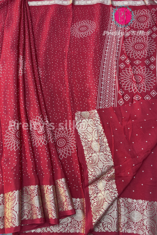 Semi Wrinkle Crepe Silk Saree-PF82020