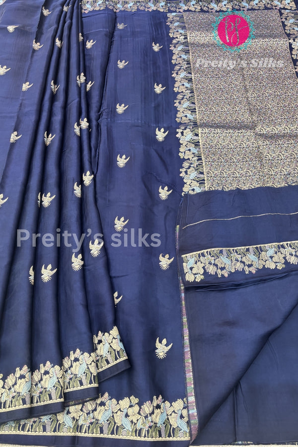 Satin Crepe Silk Saree-PF77989