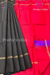 Half Pure kanchipuram Soft Silk Saree-Contrast combination