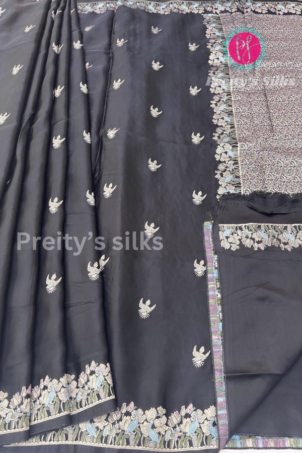Satin Crepe Silk Saree-PF77989