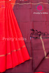 Half Pure kanchipuram Soft Silk Saree-Contrast combination