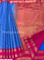 Semi Kanchipuram Silk Saree- Blue with pink- PF39406