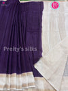 Semi Dupion Silk Saree -Purple With Half White- PF45051